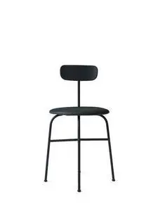Audo Copenhagen - Afteroom Dining Chair, Steel Base, Black Back, Upholstered Seat PC2L, Black Base, EU/US - CAL117 Foam, 21003 (Anthrazite), Dunes, Dunes, Sørensen Leather