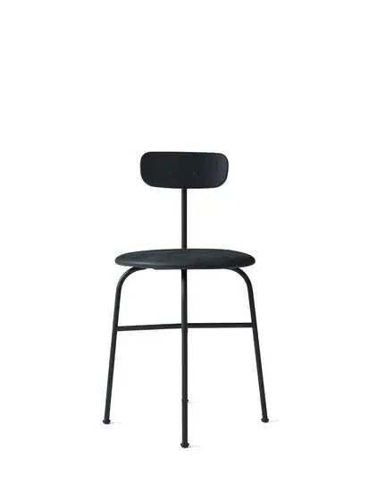 Audo Copenhagen - Afteroom Dining Chair, Steel Base, Black Back, Upholstered Seat PC2L, Black Base, EU/US - CAL117 Foam, 21003 (Anthrazite), Dunes, Dunes, Sørensen Leather