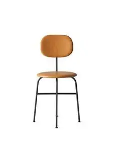 Audo Copenhagen - Afteroom Plus, Dining Chair, Steel Base, Upholstered Seat and Back PC1L, Black Base, EU/US - CAL117 Foam, 0250 (Cognac), Dakar, Dakar, Nevotex