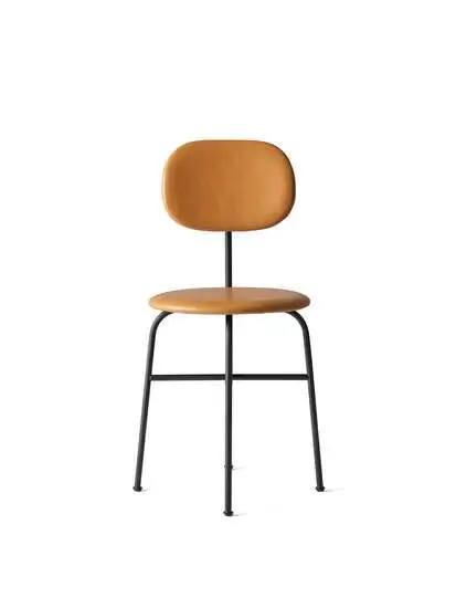 Audo Copenhagen - Afteroom Plus, Dining Chair, Steel Base, Upholstered Seat and Back PC1L, Black Base, EU/US - CAL117 Foam, 0250 (Cognac), Dakar, Dakar, Nevotex