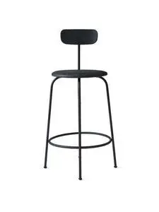 Audo Copenhagen - Afteroom Counter Chair, Steel Base, Seat Height 63,5 cm, Black Back, Upholstered Seat PC2L, Black Base, EU/US - CAL117 Foam, 21003 (Black), Dunes, Dunes, Sørensen Leather