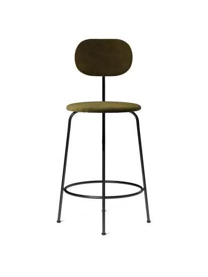 Audo Copenhagen - Afteroom Plus, Bar Chair, Steel Base, Seat Height 73,5 cm, Upholstered Seat and Back PC1T, Black Base, EU/US - CAL117 Foam, 1-3114-035 Champion (Green), Champion, JAB