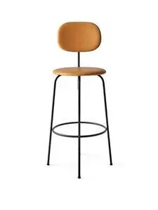 Audo Copenhagen - Afteroom Plus, Bar Chair, Steel Base, Seat Height 73,5 cm, Upholstered Seat and Back PC1L, Black Base, EU/US - CAL117 Foam, 0250 (Cognac), Dakar, Dakar, Nevotex