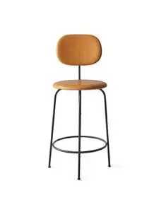 Audo Copenhagen - Afteroom Plus, Counter Chair, Steel Base, Seat Height 63,5 cm, Upholstered Seat and Back PC1L, Black Base, EU/US - CAL117 Foam, 0250 (Cognac), Dakar, Dakar, Nevotex