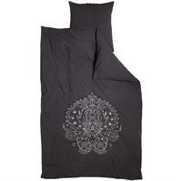 N� home - flot senges�t med broderi - sort (l�ngde 200 cm)