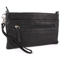 Depeche - Clutch i l�kkert skind - sort