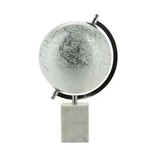 Margit Brandt - Globus m. marmor base - Sølv/Hvid - Ø20 cm