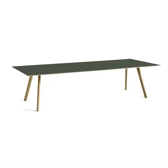 Hay bord - CPH30 table 300 x 120 cm - bordplade linoleum grøn/ben sæbebehandlet eg