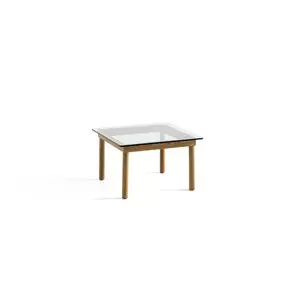 HAY - Kofi Table - 60 x 60 cm - ben eg (vandbaseret lak) og klar glasplade