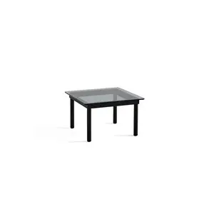 HAY - Kofi Table - 60 x 60 cm - ben i sort eg (vandbaseret lak) og grey tinted glasplade - grålig glasplade