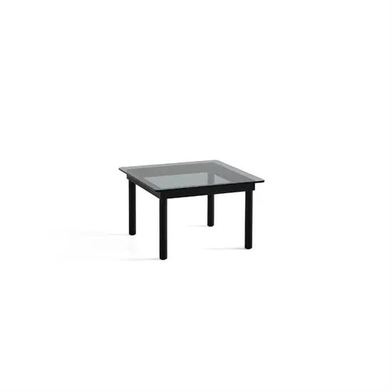 HAY - Kofi Table - 60 x 60 cm - ben i sort eg (vandbaseret lak) og grey tinted glasplade - grålig glasplade
