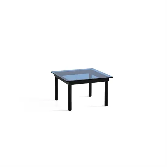 HAY - Kofi Table - 60 x 60 cm - ben i sort eg (vandbaseret lak) og blue tinted glasplade
