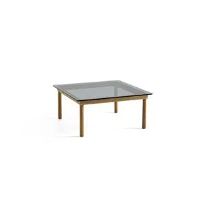 HAY - Kofi Table - 80 x 80 cm - ben eg (vandbaseret lak) og grey tinted glasplade