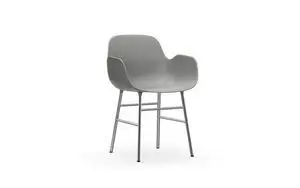 Normann Copenhagen stol - Form Stol m. armlæn i grå/chrome
