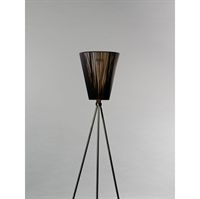 Oslo wood gulvlampe - stel rustfrit st�l og sort sk�rm