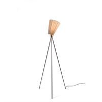 Oslo wood gulvlampe - stel rustfrit st�l og beige sk�rm
