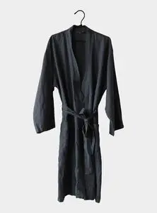 Tell Me More - Laval linen robe L/XL - night blue
