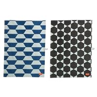 OYOY viskestykke Hexagon - Black/light blue og petrol/light blue (2 stk.) 