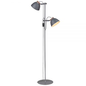 Halo Design - Århus Gulvlampe 2L Ø18 - Grå/Træ
