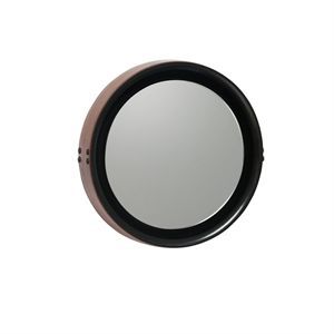 Image of Mater - Sophie mirrow - small - Ø42 cm - sort mangotræ med brun læder