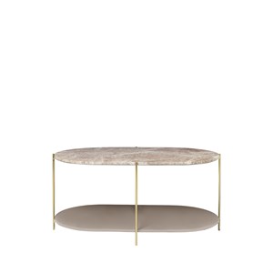 Cozy Living - Siff Oval Marble Coffee Table - Caramel/Brass