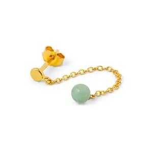 LULU Copenhagen - Natural Stone Chain Ørering, Light Green (1 stk.)