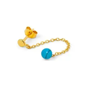 LULU Copenhagen - Natural Stone Chain Ørering, Turquoise (1 stk.)