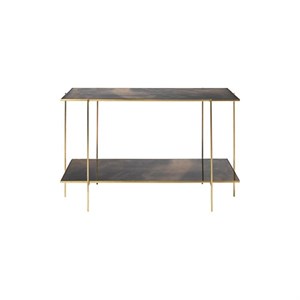 Cozy Living - Anne Console Table - Antique Brass w. brown glass