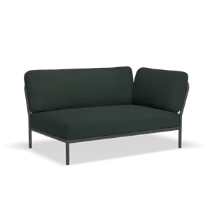 Mørkegrå hjørnesofa med slankt metalstel og polstrede sæder, designet til moderne indretning.