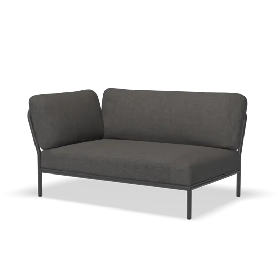 Mørkegrå hjørnesofa med stofbetræk, minimalistisk design og metalben fra Houe - LEVEL serien.