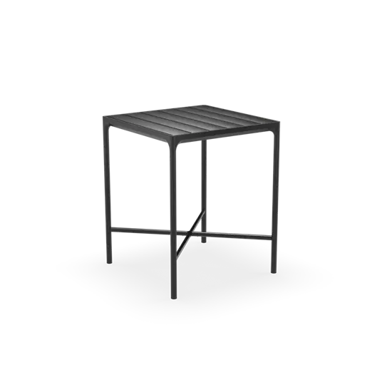Sort barbord med minimalistisk design og firkantet top, 90x90 cm.
