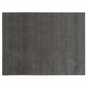 Rektangulært tæppe i stålgrå, 140x200 cm, skridsikker bagside, egnet under møbler som bænke.