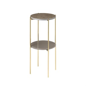Cozy Living - Fryd Marble Bed Side Stand - Toffee Brown/Brass