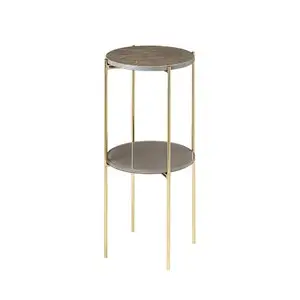 Cozy Living - Fryd Marble Bed Side Stand - Toffee Brown/Brass