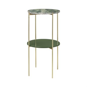 Cozy Living - Fryd Marble Bed Side Stand - Forest Green/Brass