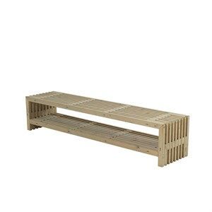 Image of PLUS - Rustik Trallebænk Design, stor m/hylde - drivtømmerfarve