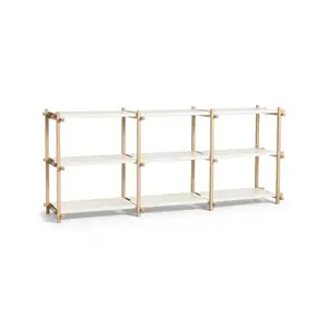 Hay - Woody Shelving 2.0 Column Low - Hvid/Eg - 9 hylder