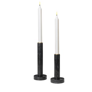 Cozy Living - Dagny Marble candle holders - Black - Set of 2