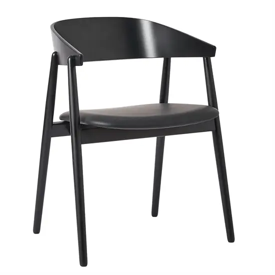 Sort Andersen AC2 armstol med buet ryglæn og armlæn. Moderne design med sort polstring.