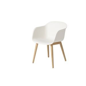 Image of Muuto - Fiber Armchair Wood Base (hvidt sæde/ben i træ)