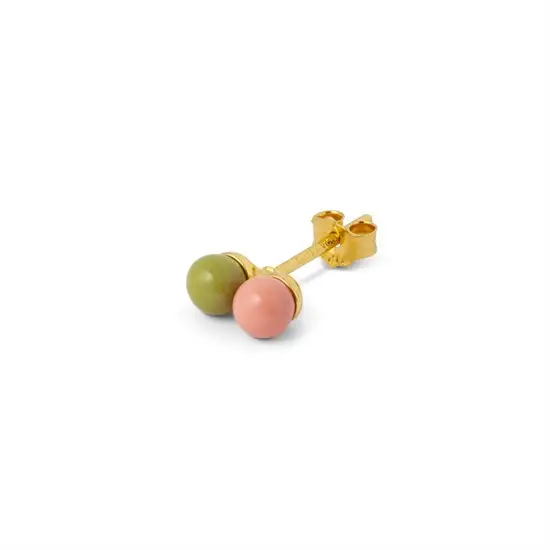 LULU Copenhagen - Ørestik - Double Color Ball - Burnt Coral/Willow Green