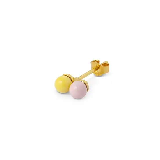 LULU Copenhagen - Ørestik - Double Color Ball - Light Pink/Yellow