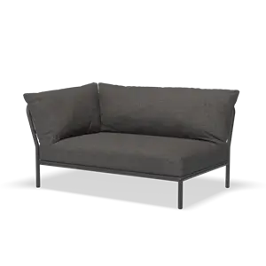 Mørkegrå hjørnesofa med venstre armlæn, moderne design, stofbetræk, 139x92,5 cm.