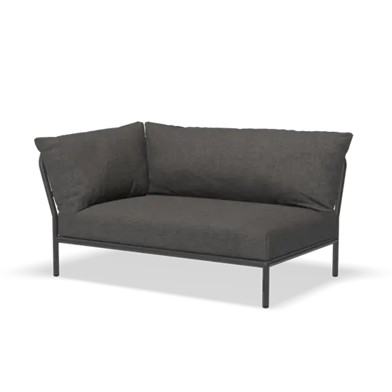 Mørkegrå hjørnesofa med venstre armlæn, moderne design, stofbetræk, 139x92,5 cm.