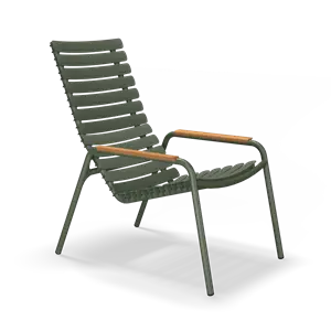 Houe - ReCLIPS Lounge chair - Olive green. Armrest i bambus