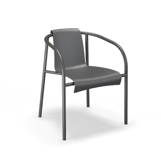 Houe NAMI spisestol med armlæn i mørkegrå, minimalistisk design mod ensfarvet baggrund.
