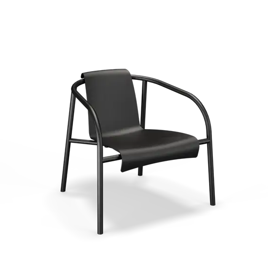 Sort NAMI Lounge stol med minimalistisk design, slank ramme og sæde.