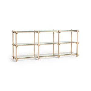 Hay - Woody Shelving 2.0 Column Low - Klar Glas/Eg - 9 hylder