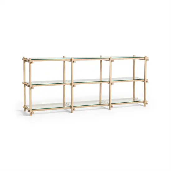 Hay - Woody Shelving 2.0 Column Low - Klar Glas/Eg - 9 hylder