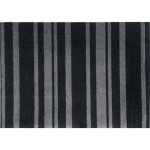Image of Skriver Collection - Dørmåtte - TrendMat Delux - Black stripe - sort med grå striber (60 x 85 cm)